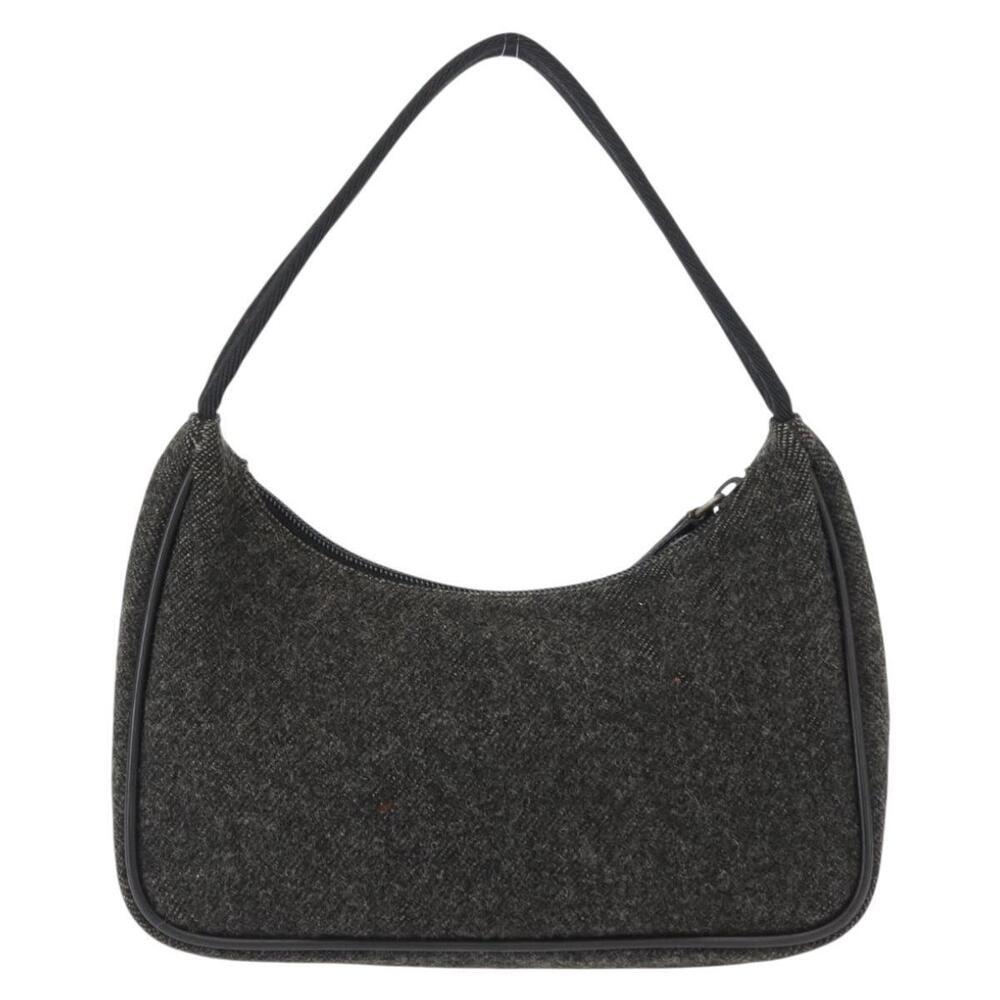 PRADA Sports Hand Bag Wool Gray Silver Auth 155944 - Picture 3 of 16